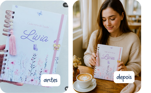 Mockup realista de artesanato gerado com IA pelo Ateliê de Mockups