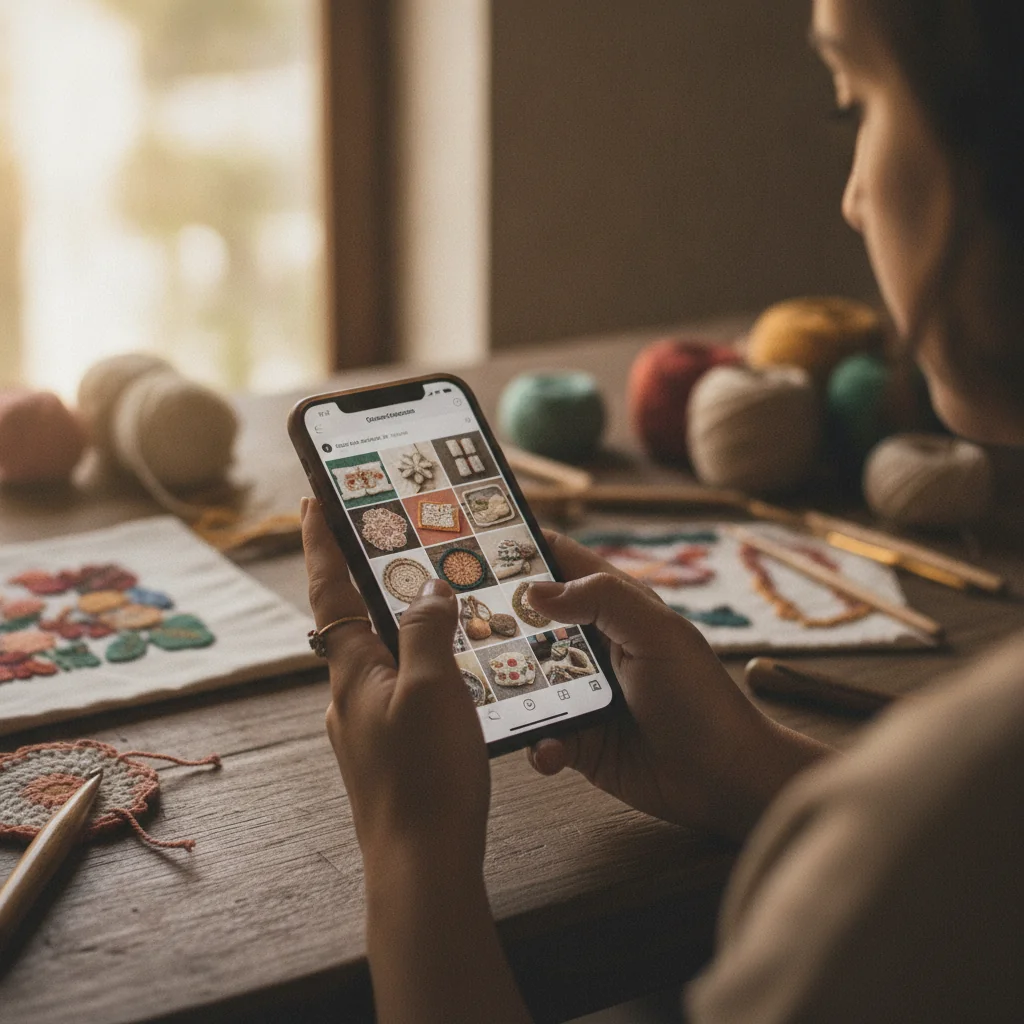 Perfil do Instagram aparecendo nos resultados de busca do Google para artesanato local