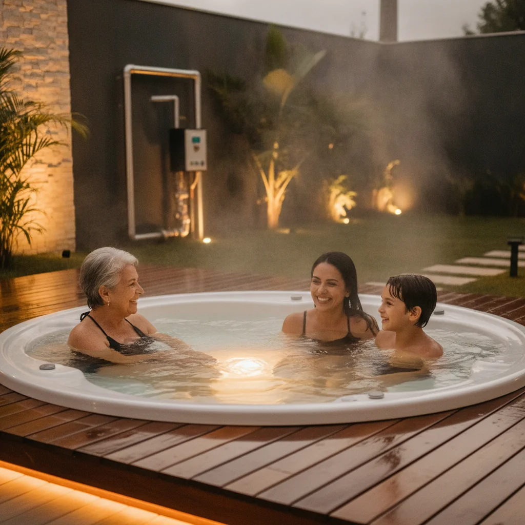Bomba de calor Fromtherm instalada para aquecimento de spa e hidromassagem